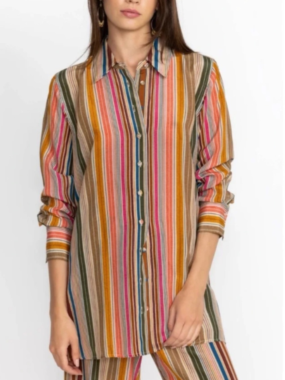 NWT! Johnny Was Vichy Side Contrast Slit Shirt